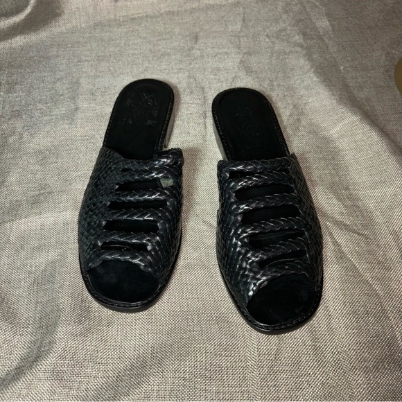 Vintage Brighton Octavia Woven Black Flat Sandals Size 8.5M